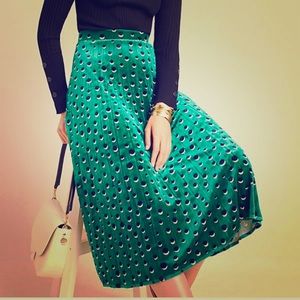 Anthropologie “Carly” skirt emerald midi skirt